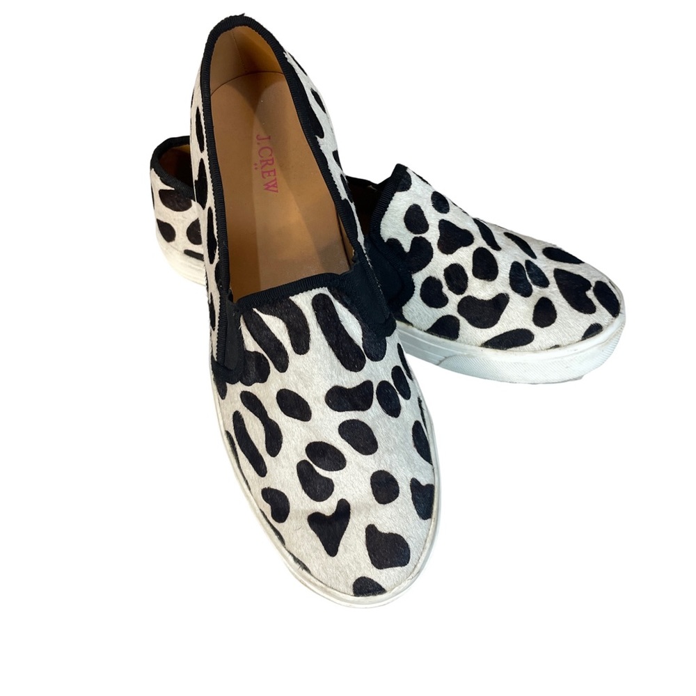 J. Crew Black and White Leopard Print Slip-On Sneakers